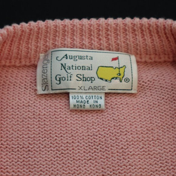 Vintage Slazenger Augusta National Golf Shop Sweater Vest Pink Cotton Size XL - Picture 3 of 7